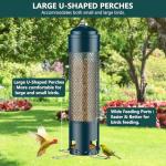 LCSEVEN Bird Feeders for Outdoors Squirrel Proof with Weight-Activated Perches, Hanging Bird Feeder for Outside, Metal Feeder for Wild Cardinal, Finch, Blue Jay, Chickadee, 3LB Seed Capacity, Green