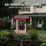 Smart Bird Feeder with Camera Solar Powered, 2K HD Video, AI Bird Species Identification, Instant Arrival Alerts, Weatherproof Design for Effortless Birdwatching, Best Gift for BirdLovers, Red