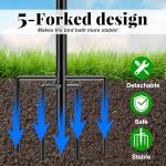 MeyRolizn Bird Bath for Outside, Metal Birdbath Bowl Decorated Metal with 5 Prong Base Stand Outdoor Bird Baths Bird Feeder Garden Decor Yard Art (A-Blue)