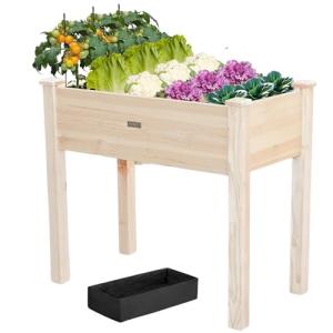 Wooden Elevated Garden Bed with Legs - 34x18x30in