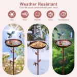 GRECOMEIN Metal Bird Bath for Outside with 2 Bird Decor, Hummingbird on Pole & Sparrow on Bowl, 38.5 Inch Height Garden Birdbath, 12 Inch Antique Bronze Freestanding Birdfeeder Bath for Yard Patio