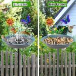 MeyRolizn Bird Bath for Outside, Metal Birdbath Bowl Decorated Metal with 5 Prong Base Stand Outdoor Bird Baths Bird Feeder Garden Decor Yard Art (A-Blue)