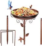 GRECOMEIN Metal Bird Bath for Outside with 2 Bird Decor, Hummingbird on Pole & Sparrow on Bowl, 38.5 Inch Height Garden Birdbath, 12 Inch Antique Bronze Freestanding Birdfeeder Bath for Yard Patio