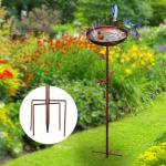 GRECOMEIN Metal Bird Bath for Outside with 2 Bird Decor, Hummingbird on Pole & Sparrow on Bowl, 38.5 Inch Height Garden Birdbath, 12 Inch Antique Bronze Freestanding Birdfeeder Bath for Yard Patio