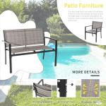 Shintenchi 4 Pieces Patio Furniture Set All Weather Textile Fabric Outdoor Conversation Set, with Glass Coffee Table, Loveseat, 2 Single Chairs for Home, Garden, Lawn, Porch（Light Brown）