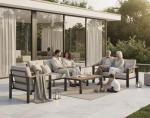 Oasbira Aluminum Outdoor Patio Furniture Set with Coffee Table, 4 Piece Patio Conversation Sets with Washable Thick Cushions, Outdoor Sectional Furniture Set for Poolside, Balcony, Deck, Gray