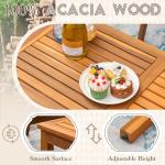 Devoko 4 Pieces Acacia Wood Patio Conversation Sets, Patio Furniture Set with Hand Woven Rope Seats and Back, Outdoor Chair and Table Set for 4 for Balcony, Backyard, Deck, Poolside