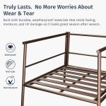 East Oak 3-Piece Patio Furniture Set | Armchairs & Coffee Table | Outdoor Furniture with Cushions | Deep Seating Modern Conversation Set | Garden, Porch, Balcony & Backyard | Chestnut & Apricot