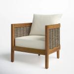 Merax 5-Piece Outdoor Acacia Wood Wicker Conversation Set with 3 Seater Sofa,Loveseat,2 Chairs and Coffetable for Backyard