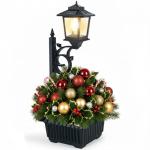 PASAMIC 2 in 1 Outdoor Flower Pots for Real or Fake Flowers, Solar Lamp Post Lights - Wall Mount or Freestanding, Waterproof Decorative Lamp for Lawn, Patio, Front/Back Door