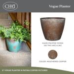Classic Home and Garden Vogue Planter Pots w/Pottery Quality Finish - Modern Indoor & Outdoor Flower Pots - UV-Resistant Porch Planters - Decorative Pot for Flowers & Herbs (8” Weathered Copper)