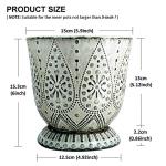 Gepege 6 Inch Beaded Ceramic Planter Set of 2 with Drainage Hole and Saucer for Plants, Indoor-Outdoor Large Round Succulent Orchid Flower Pot (Smoked Gray, Inner-pots not Larger Than 5 Inch)