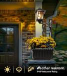 PASAMIC 2 in 1 Outdoor Flower Pots for Real or Fake Flowers, Solar Lamp Post Lights - Wall Mount or Freestanding, Waterproof Decorative Lamp for Lawn, Patio, Front/Back Door