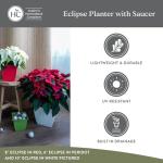 The HC Companies 12 Inch Eclipse Square Planter Pots with Drainage Holes & Attached Saucer, Lightweight UV-Resistant Plastic Indoor Outdoor Planters, 2-Pack Flower Pots for Garden & Home Decor, Black
