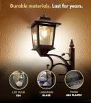 PASAMIC 2 in 1 Outdoor Flower Pots for Real or Fake Flowers, Solar Lamp Post Lights - Wall Mount or Freestanding, Waterproof Decorative Lamp for Lawn, Patio, Front/Back Door