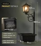 PASAMIC 2 in 1 Outdoor Flower Pots for Real or Fake Flowers, Solar Lamp Post Lights - Wall Mount or Freestanding, Waterproof Decorative Lamp for Lawn, Patio, Front/Back Door