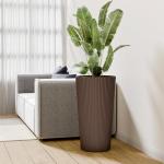 Trygoal 23.6" Tall Planters for Outdoor Plants,Large Outdoor Planters for Front Porch Decor with Drainage Hole, Flower Pots Fits Indoor Plants Patio/Garden, Plastic Striped Brown(2 Pack)