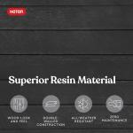 Keter Set of 2 Resin Modern Outdoor 22 Inch Tall Large Flower Pots, Tapered Wood Look Planters for Outdoor Plants and Front Porch Decor, Graphite