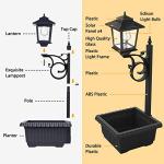 PASAMIC 2 in 1 Outdoor Flower Pots for Real or Fake Flowers, Solar Lamp Post Lights - Wall Mount or Freestanding, Waterproof Decorative Lamp for Lawn, Patio, Front/Back Door