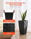 VEVOR Set of 2 Tall Outdoor Planters 22inch, Large Planters for Outdoor Indoor Plants, Black Front Porch Planter Flower Tree Plant Pots with Modern Design and Built-in Drainage