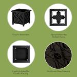 Lattice Design Outdoor Planter Box - 14.75” Square 13” Tall Black Plant Pot - Decorative Plant Pots for Front Porch Decor - Flower Pots Outdoor Planters for Porch Patio or Garden Decor by Pure Garden