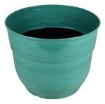 Garden Elements Indoor/Outdoor Glazed Brushed Happy Plastic Planter, Large, Dark Aqua, 15" (Pack of 2)