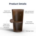 FONTOI 23.6" Tall Planter for Outdoor Plants Set of 2 Large Outdoor Plastic Striped Flower Pots, Front Porch Furniture, Garden Pots, Decorative Planters for Indoor/Outdoor, Patio, Balcony, Brown