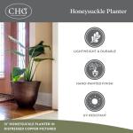 Classic Home and Garden Honeysuckle Resin Planters - Lightweight Indoor & Outdoor Plant Pots - UV-Resistant Plastic Flower Pots - Pot Planters for Flowers & Herbs (15" Distressed Copper)