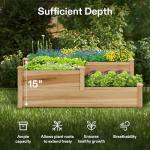 VIVOSUN 3-Tier Wooden Raised Garden Bed Planter