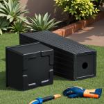 Devoko Resin Tall Planters for Outdoor Plants Set of 2, Large Taper Outdoor Planter Pots with 4 Drainage Holes, Flower Pots Modern Decor for Porch, Patio, Backyard, Home Garden (Black, 24")