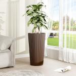 FONTOI 23.6" Tall Planter for Outdoor Plants Set of 2 Large Outdoor Plastic Striped Flower Pots, Front Porch Furniture, Garden Pots, Decorative Planters for Indoor/Outdoor, Patio, Balcony, Brown