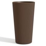 FONTOI 23.6" Tall Planter for Outdoor Plants Set of 2 Large Outdoor Plastic Striped Flower Pots, Front Porch Furniture, Garden Pots, Decorative Planters for Indoor/Outdoor, Patio, Balcony, Brown