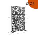 GarveeLife Metal Privacy Screen 72" h x 47" w, Outdoor Privacy Screens and Panels, Freestanding Decorative Fence for Patio Lawn Garden Deck Balcony, 3-Panel with Stand for Outdoor & Indoor Use