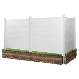 VEVOR Outdoor Privacy Screen, 50in H x 50in W Air Conditioner Fence, 3-Panel Pool Equipment Enclosure, Horizontal PVC Privacy Fence with 27.5 in Ground Stakes, No Dig Trash Can Fence for A/C Units