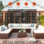 GarveeLife Metal Privacy Screen 72" h x 47" w, Outdoor Privacy Screens and Panels, Freestanding Decorative Fence for Patio Lawn Garden Deck Balcony, 3-Panel with Stand for Outdoor & Indoor Use