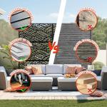 GarveeLife Metal Privacy Screen 72" h x 47" w, Outdoor Privacy Screens and Panels, Freestanding Decorative Fence for Patio Lawn Garden Deck Balcony, 3-Panel with Stand for Outdoor & Indoor Use