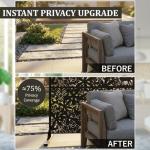 Metal Privacy Screen Outdoor 6FT – Freestanding Laser Cut Steel Garden Divider Panel with Stand, Decorative Modern Privacy Screen for Patio, Deck, Backyard & Balcony, Rustproof & Weather-Resistant