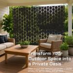 72" Metal Privacy Screen Freestanding Outdoor Room Divider Decorative Laser Cut Fence Panel, Weatherproof Patio Privacy Fence for Garden, Balcony, Backyard Landscape