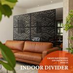 GarveeLife Metal Privacy Screen 72" h x 47" w, Outdoor Privacy Screens and Panels, Freestanding Decorative Fence for Patio Lawn Garden Deck Balcony, 3-Panel with Stand for Outdoor & Indoor Use