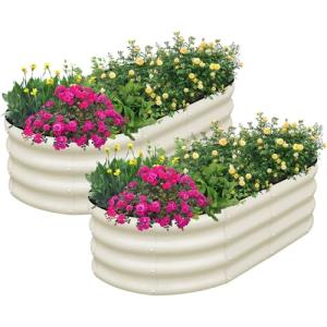 Galvanized Oval Raised Garden Bed Planter - 2 Pcs