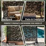 Metal Privacy Screen Outdoor 6FT – Freestanding Laser Cut Steel Garden Divider Panel with Stand, Decorative Modern Privacy Screen for Patio, Deck, Backyard & Balcony, Rustproof & Weather-Resistant