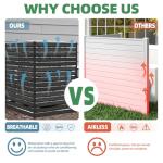 60" H x 38" W Air Conditioner Fence Screen Trash Can Privacy Fence Panels for Outside Unit, Pool Eequipment Enclosure, No Dig Backyard Fencing (Black)