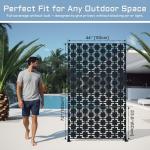 72" Metal Privacy Screen Freestanding Outdoor Room Divider Decorative Laser Cut Fence Panel, Weatherproof Patio Privacy Fence for Garden, Balcony, Backyard Landscape