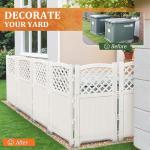 Devoko Outdoor Privacy Fence, 4 Fence Panels Privacy Screen Panels for Outside and Yard, Resin Air Conditioner Lattice Fence for Trash Can (White)