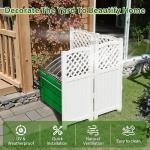 Devoko Outdoor Privacy Fence, 4 Fence Panels Privacy Screen Panels for Outside and Yard, Resin Air Conditioner Lattice Fence for Trash Can (White)