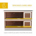 PawHut 54" 2-Story Large Rabbit Hutch Bunny Cage Wooden Pet House Small Animal Habitat with Lockable Doors, No Leak Tray and Waterproof Roof for Rabbits, Chickens, Ducks, Outdoor/Indoor Brown