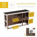 PawHut 54" 2-Story Large Rabbit Hutch Bunny Cage Wooden Pet House Small Animal Habitat with Lockable Doors, No Leak Tray and Waterproof Roof for Rabbits, Chickens, Ducks, Outdoor/Indoor Brown