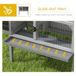 PawHut Elevated Wooden Rabbit Hutch, Indoor/Outdoor Bunny Cage with Hinged Asphalt Roof and Removable Tray for Guinea Pig, Gray