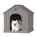 Fancyango Dog House Outdoor Indoor, Weatherproof Dog House with Elevated Floor and Air Vents for Small to Medium Dogs,Easy Clean and Assemble (Grey, 26.18''L × 24.02''W × 25.98''H)