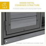 PawHut Rabbit Hutch Elevated Bunny Cage Small Animal Habitat with Metal Frame, No Leak Tray, Metal Wire Pan and Openable Water-Resistant Asphalt Roof for Indoor/Outdoor Gray